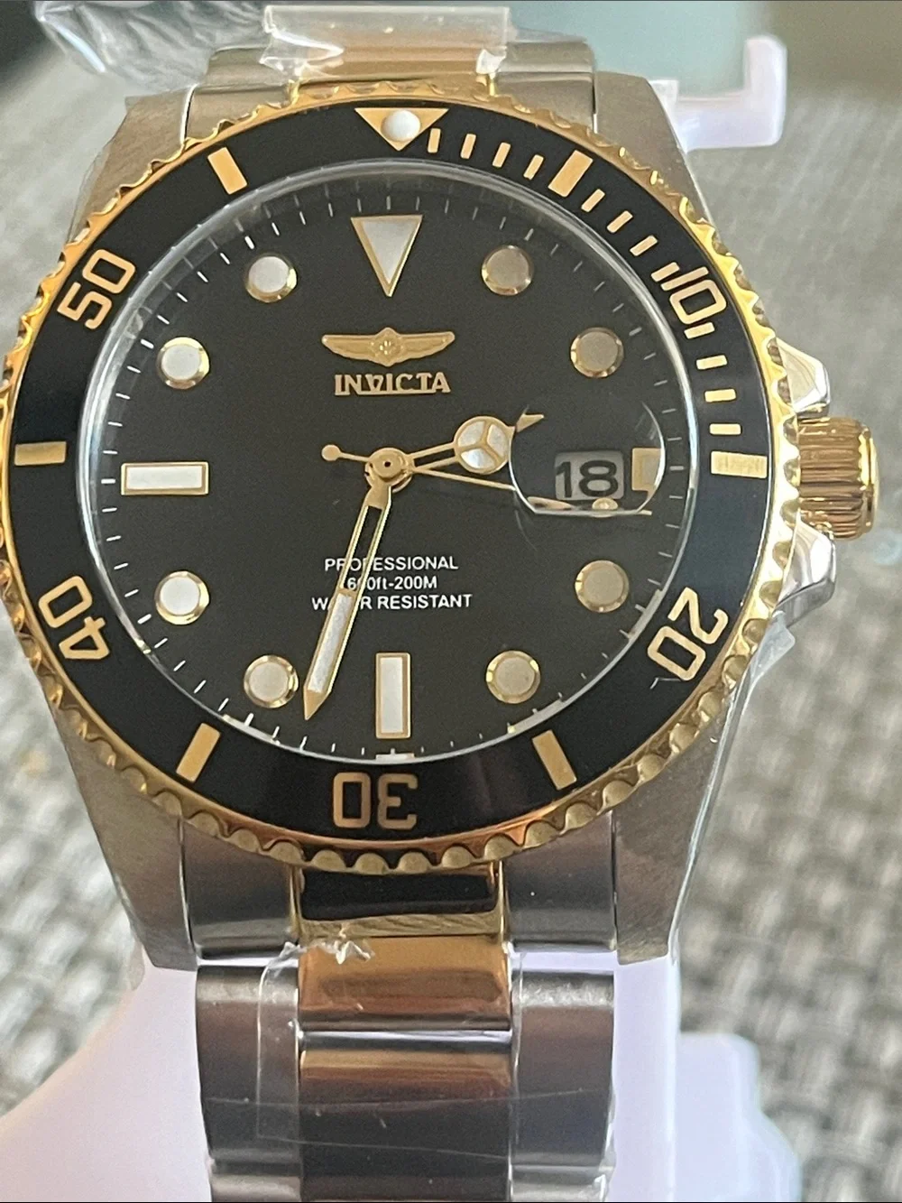 Invicta Two-Tone Black and Gold Diver Watch